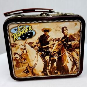Lone Ranger 1999 Mini Metal Lunch Box Handle Tonto Horse Silver Cowboys Indians